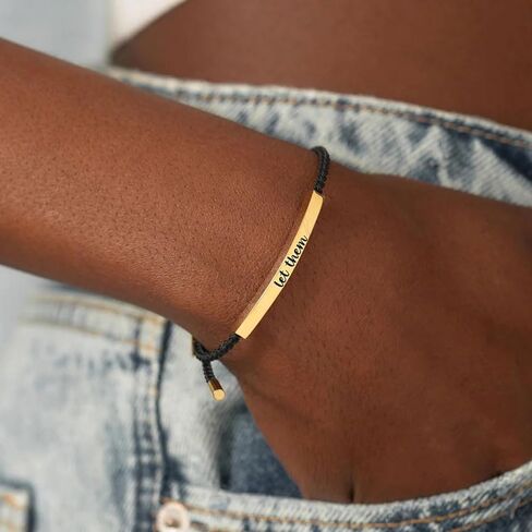 Let Them Bracelet for Women Inspirational Bracelet Adjustable Braided Rope Tube Bracelet Handmade Engraved Motivational Bracelet for SistersInspirational Friendship Bracelets in Kuwait