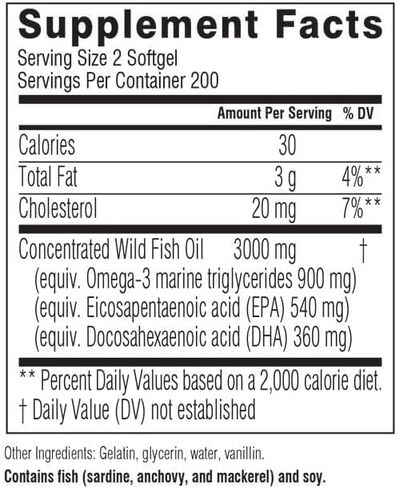 Swisse Omega 3 Fish Oil Supplement 1000mg | Heart, Brain & Eye Health Omega-3 DHA & EPA | Sustainably Sourced Essential Fatty Acids | Promotes Nervous System Health & Mood Balance | 400 Softgels in Kuwait