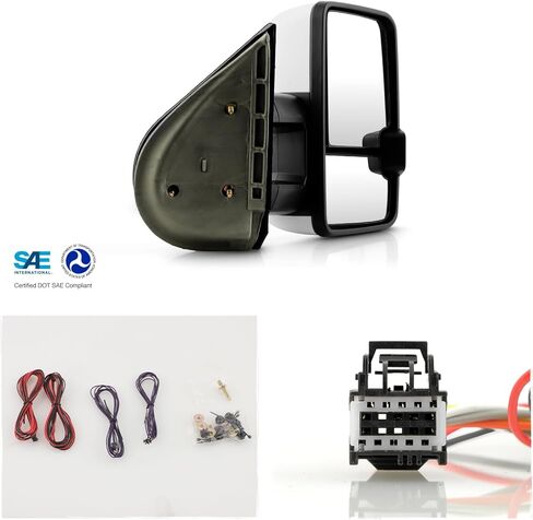 AKKON - Fit 2007-2013 Chevy Silverado 1500|2500HD|3500HD 07-13 GMC Sierra Power ساخنة LED إشارة يدوية قابلة للطي مجموعة مرايا السحب باللون الأبيض in Kuwait