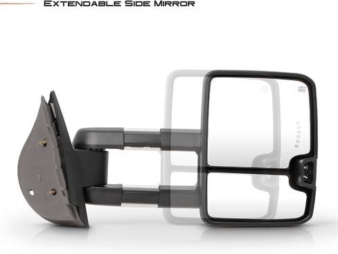 AKKON - Fit 2007-2013 Chevy Silverado 1500|2500HD|3500HD 07-13 GMC Sierra Power ساخنة LED إشارة يدوية قابلة للطي مجموعة مرايا السحب باللون الأبيض in Kuwait