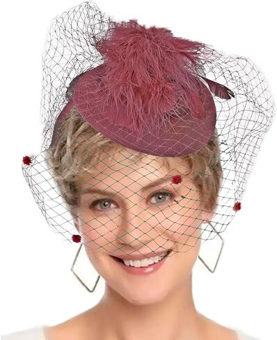 Fascinators Hat Women Tea Party Pillbox Veil Cocktail Mesh Hat in Kuwait
