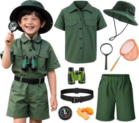 Kids Explorer Adventurer Costume Boys Girls Outdoor Kit Safari Camping Jungle Seeker Trailblazer Cosplay in Kuwait