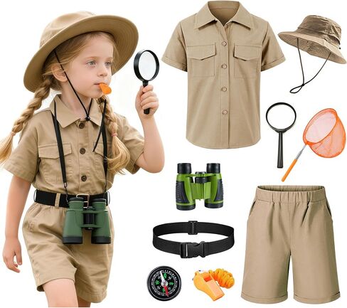 Kids Explorer Adventurer Costume Boys Girls Outdoor Kit Safari Camping Jungle Seeker Trailblazer Cosplay in Saudi Arabia