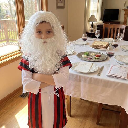 5 Pcs Passover Mose Costume for Kids Boys Biblical Costumes Accessory Outfits with Robe Tunic Belt Wig Beard in Saudi Arabia