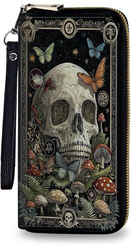 Women's Wallet Leather Credit Card Holder with RFID Blocking Black Bats Clutch Travel Purse Large Capacity with Zip and Wristlet in Saudi Arabia