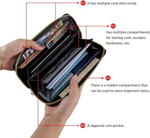 Womens Wallet, RFID Wristlet Wallet for Women, Cute Ladies Purse, Large Credit Card Clutch Purse, Leather Card Holder Wallets with Zipper & Phone Holder,Cool Wolf Dream Starry in Saudi Arabia