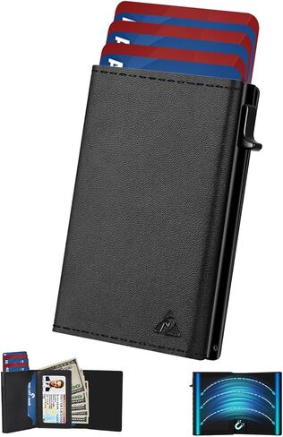 Womens Wallet Card Holder - Pop Up Aluminum Case, Premium Flexible Leather, Smart Wallet for Women, RFID Blocking, Slim, Minimalist, Front Pocket - 9-14 Card Capacity | ID Window | Cash Slot in Saudi Arabia