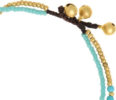 Made by Nami Boho Beaded Anklet for Women Adjustable Turquoise Gold Layered Anklet with Pearl Charm Dainty Layered Beach Jewelry Summer Birthday Gift for Her in Saudi Arabia