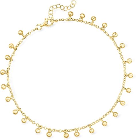 Ross-Simons 18kt Gold Over Sterling Ball Station Anklet. 9 inches in Saudi Arabia