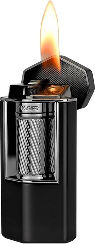 Xikar Meridian Triple Soft Flame Cigar Lighter, Powerful, Elegant, Innovative, Reliable Flint Ignition, Large Easy-to-Use Roller Bar, EZ-View Fuel Window, High Altitude Performance, Black & Gold in Kuwait