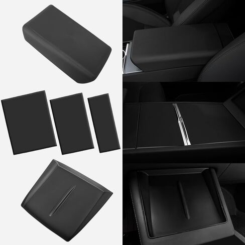 2026 Center Console Cover for Tesla Model Y Juniper 2025 & Model 3 Highland Accessories Set White Armrest Cover Wireless Charging Pad Center Console Pad 3 PCS (White) in Kuwait