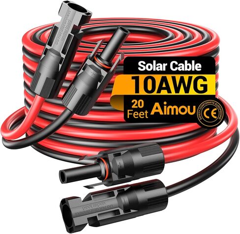 كابل تمديد شمسي 30FT 10AWG، سلك لوحة شمسية 10 قياسات مع موصلات أنثى وذكر للمركبات الترفيهية الخارجية، الأنظمة الكهروضوئية خارج الشبكة (أسود + أحمر) in Saudi Arabia