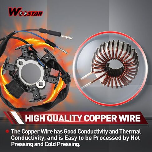WOOSTAR 6 لفائف 2 سلك مغناطيسي الجزء الثابت لاستبدال 1988-1989 1991-1999 Z50R 2000-2003 XR50R 2004-2009 2012-2024 CRF50F 2004-2009 2011-2012 CRF70F 1997-2003 XR70R OEM 31120-GW8-671 31120-GW8-672 in Saudi Arabia