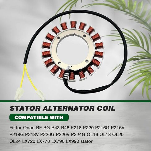 لفائف المولد الثابت متوافقة مع onan BF BG B43 B48 P218 P220 P216G P216V P218G P218V P220G P220V P224G OL16 OL18 OL20 OL24 LX720 LX770 LX790 LX990 الجزء الثابت لاستبدال 191-1276 in Saudi Arabia