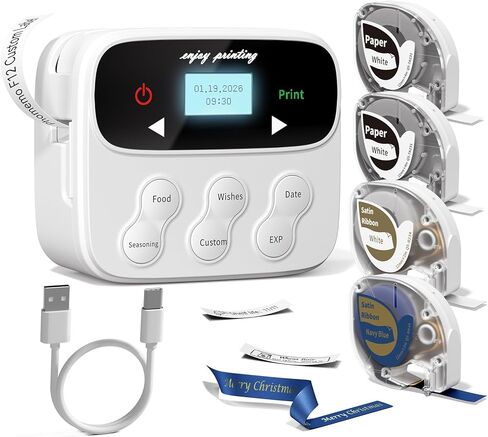 Phomemo Label Maker Machine with Tapes F12 Handheld Label Makers Backlit-LCD Screen Rechargeable Bluetooth Labeler One-Click Print Date with Magnetic Ribbon Printer Machine for Christmas Decorations in Saudi Arabia