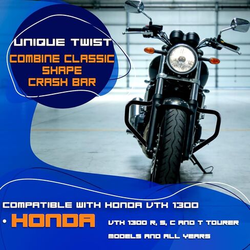 شريط حماية المحرك للطرق السريعة من Moustache Crash Bar متوافق مع موديلات Honda VTX 1300 R S C 1300R 1300C 1300S (أسود) in Kuwait