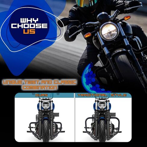 شريط حماية المحرك للطرق السريعة من Moustache Crash Bar متوافق مع موديلات Honda VTX 1300 R S C 1300R 1300C 1300S (أسود) in Kuwait