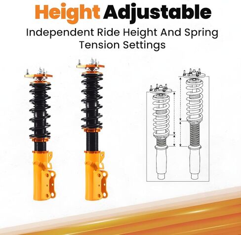 maXpeedingrods Coilover for Toyota Celica 1989-1999 FWD, 24 Levels Damping Adjustable Coilovers Suspension Kit Strut, Height Adjustable Shock Absorber Struts Lowering Kits Gold in Saudi Arabia
