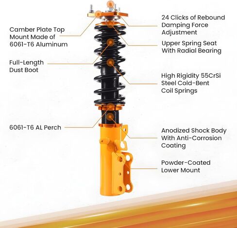 maXpeedingrods Coilover for Toyota Celica 1989-1999 FWD, 24 Levels Damping Adjustable Coilovers Suspension Kit Strut, Height Adjustable Shock Absorber Struts Lowering Kits Gold in Saudi Arabia