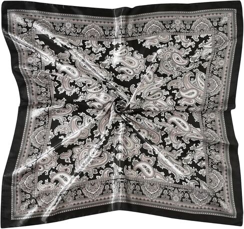 CHUNG Women Square Scarf Wrap 35" Satin Headscarf Emulation Silk Large Hair Bandanas Neck Scarves Accessories Patterned in Saudi Arabia