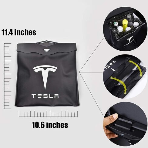 مخصصة لسلة المهملات Tesla Model 3 YXS، إغلاق مغناطيسي مقاوم للماء، منظم صندوق تخزين وحدة التحكم المركزية الخلفية Tesla، الملحقات الداخلية Tesla Model Y 3 X S، 2.5 جالون in Kuwait