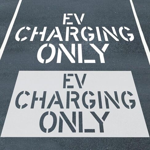 Large EV Charging Only Parking Stencil, 10" Letter Height, Silicone Foldable Reusable Pavement Stencil for Asphalt & Concrete EV Charging Lot Signs 40" x 69" in Saudi Arabia