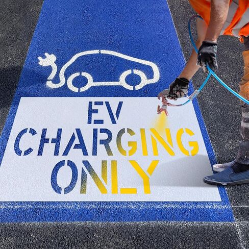 Large EV Charging Only Parking Stencil, 10" Letter Height, Silicone Foldable Reusable Pavement Stencil for Asphalt & Concrete EV Charging Lot Signs 40" x 69" in Saudi Arabia