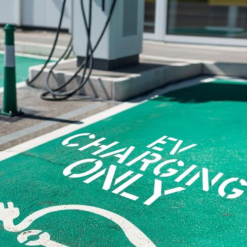 Large EV Charging Only Parking Stencil, 10" Letter Height, Silicone Foldable Reusable Pavement Stencil for Asphalt & Concrete EV Charging Lot Signs 40" x 69" in Saudi Arabia