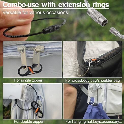 مجموعة سفر Qivievsa مكونة من 8 قطع بسحاب مضادة للسرقة، مشبك بسحاب قابل للقفل مع حلقة تمديد، لحقائب الظهر، حقيبة كروس، سحابات مزدوجة/مفردة، قفل بسحاب مضاد للنشل in Kuwait