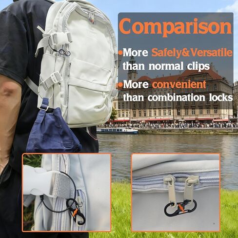 مجموعة سفر Qivievsa مكونة من 8 قطع بسحاب مضادة للسرقة، مشبك بسحاب قابل للقفل مع حلقة تمديد، لحقائب الظهر، حقيبة كروس، سحابات مزدوجة/مفردة، قفل بسحاب مضاد للنشل in Kuwait