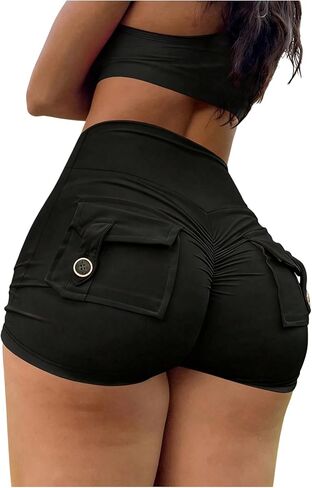 WDIRARA Women's Plus Size High Waisted Workout Gym Yoga Shorts Scrunch Butt Lifting Mini Booty Shorts in Saudi Arabia