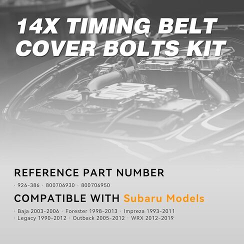 14PCS Timing Belt Cover Bolts Kit Compatible with Subaru Baja, Forester, Impreza, Legacy, Outback, WRX, Replaces # 800706950, 800706930, 926-386 in Kuwait