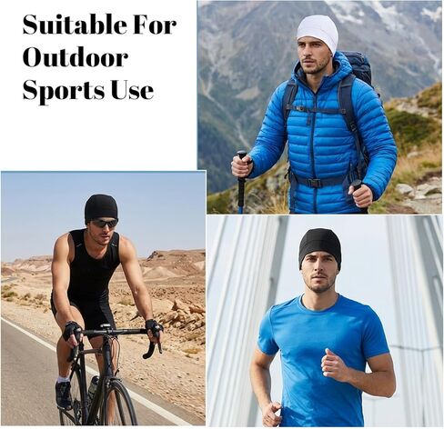 4Pcs Men Cooling Skull Caps, Helmet Liner Cycling Caps, Cycling Running Sweat Wicking Beanie for Men & Women, Multicolor Cooling Sweat Hat (Black, White, Gray, Navy Blue) in Saudi Arabia