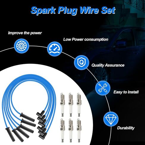 671-6064 Iridium Spark Plugs Wire Set RC-GMX086 Compatible with Pontiac Bonneville Buick Lesabre Lucerne Park Avenue Oldsmobile 88 LSS, Set of 6 in Saudi Arabia