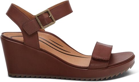 Aetrex Women Andrea Quarter Strap Wedge Orthopedic Sandals - Arch Support Sandals with Adjustable Hook & Loop Closure, Leather Upper, Comfortable 2.75 Inch Heel Summer Dress Sandal in Saudi Arabia