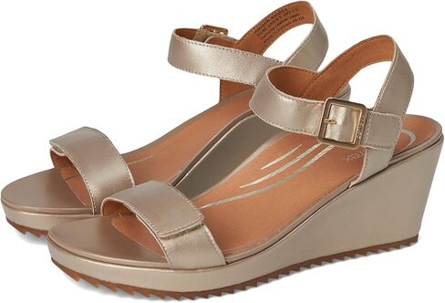 Aetrex Women Andrea Quarter Strap Wedge Orthopedic Sandals - Arch Support Sandals with Adjustable Hook & Loop Closure, Leather Upper, Comfortable 2.75 Inch Heel Summer Dress Sandal in Saudi Arabia