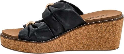 صندل نسائي من Corkys Footwear Miss Understood - يتميز بكعب 2.5 بوصة، وأشرطة مزدوجة مكشكشة مع لمسات معدنية، ونعل داخلي مبطن من مادة EVA in Saudi Arabia