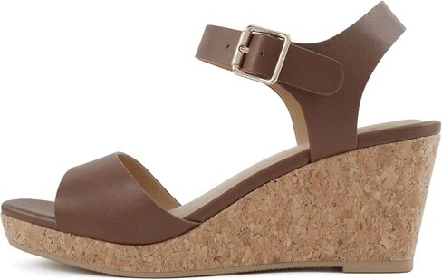 Soda Maple ~ Women Square Toe Wedge Sandal with Adjustable Ankle Strap in Saudi Arabia
