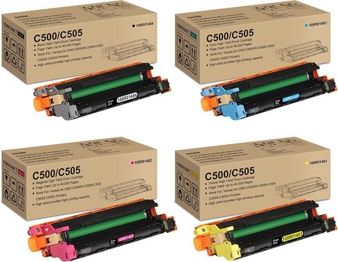 وحدة خرطوشة الطبل VersaLink C500/C505 (مع شريحة) بديلة لطابعة Xerox 108R01484 108R01481 108R01482 108R01483 لطابعة Versalink C500 C505 C500N C500DT C500DN C505DN C505S C505X C505XL (4 عبوات) in Kuwait