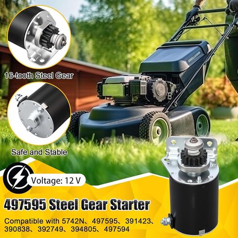 Honoson 2 Pack Steel Gear Starter 16teeth Replacement and Starter Solenoid Replacement 12v Solenoid Lawn Mower Starters Kit Compatible with 5742n 497595 and 192507 in Saudi Arabia