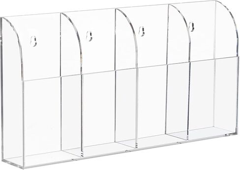 HBlife Acrylic Remote Holder Organizer, Clear TV Remote Control Wall Mount Caddy for Bedside, Media Organizer Storage Box with 3 Compartments in Saudi Arabia