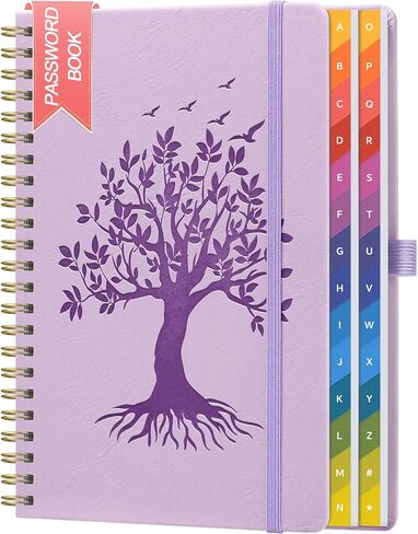 كتاب كلمات المرور ZXHQ مع علامات تبويب ملونة متدرجة للحروف الأبجدية A-Z، كتاب لحفظ كلمات المرور الحلزونية، 8.5 بوصة × 5.5 بوصة، منظم عنوان الإنترنت وكلمة مرور تسجيل الدخول - أزرق مخضر in Kuwait