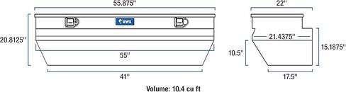 UWS EC20322 55-Inch Gloss Black Heavy-Wall Aluminum Wedge Angled Truck Storage Box, RigidCore Lid in Kuwait