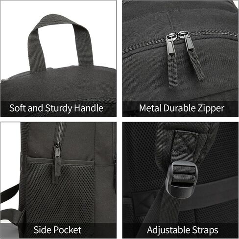 حقيبة ظهر سوداء، حقيبة ظهر مدرسية للأولاد والبنات، حقيبة كتب مدرسية ثانوية خفيفة الوزن، حقيبة ظهر للكمبيوتر المحمول للاستخدام اليومي مع منفذ شحن USB يناسب كمبيوتر محمول مقاس 15.6 بوصة in Kuwait