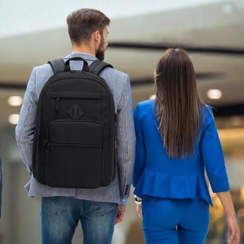 حقيبة ظهر سوداء، حقيبة ظهر مدرسية للأولاد والبنات، حقيبة كتب مدرسية ثانوية خفيفة الوزن، حقيبة ظهر للكمبيوتر المحمول للاستخدام اليومي مع منفذ شحن USB يناسب كمبيوتر محمول مقاس 15.6 بوصة in Kuwait