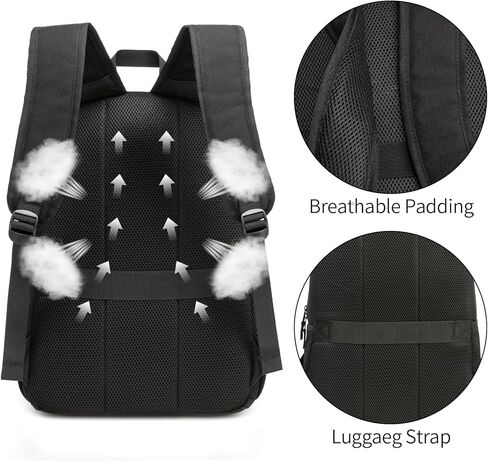 حقيبة ظهر سوداء، حقيبة ظهر مدرسية للأولاد والبنات، حقيبة كتب مدرسية ثانوية خفيفة الوزن، حقيبة ظهر للكمبيوتر المحمول للاستخدام اليومي مع منفذ شحن USB يناسب كمبيوتر محمول مقاس 15.6 بوصة in Kuwait