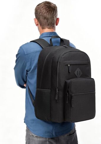 حقيبة ظهر سوداء، حقيبة ظهر مدرسية للأولاد والبنات، حقيبة كتب مدرسية ثانوية خفيفة الوزن، حقيبة ظهر للكمبيوتر المحمول للاستخدام اليومي مع منفذ شحن USB يناسب كمبيوتر محمول مقاس 15.6 بوصة in Kuwait