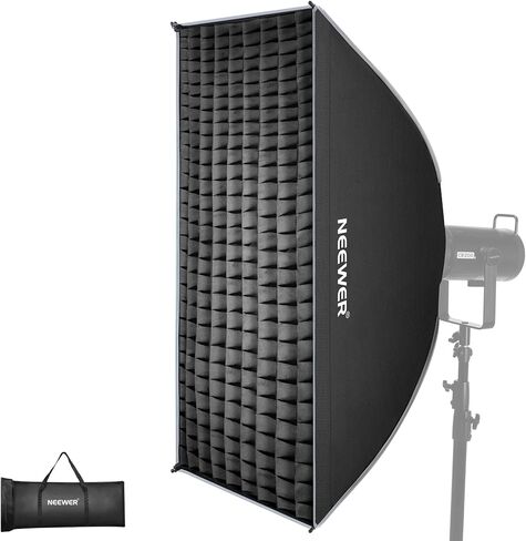 NEEWER 12 بوصة × 47 بوصة إعداد سريع لشريط مستطيل قابل للطي Softbox Bowens Mount مع الناشرون / شبكة / حقيبة قرص العسل، متوافق مع Godox Aputure 120d Video Lights Q4 Studio Flash Strobes، NS17S in Saudi Arabia