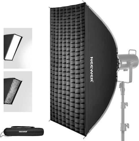 NEEWER 12 بوصة × 47 بوصة إعداد سريع لشريط مستطيل قابل للطي Softbox Bowens Mount مع الناشرون / شبكة / حقيبة قرص العسل، متوافق مع Godox Aputure 120d Video Lights Q4 Studio Flash Strobes، NS17S in Saudi Arabia