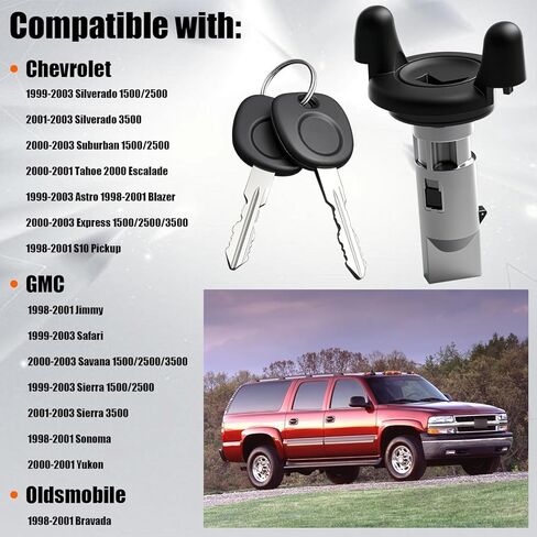 Ignition Switch & Door Lock Cylinders with Keys fit for 1999-2003 Chevy Silverado 1500/2500 Astro, for 1999-2003 GMC Safari Sierra 1500/2500, for 1998-2001 Bravada, Replace OE US287L in Saudi Arabia